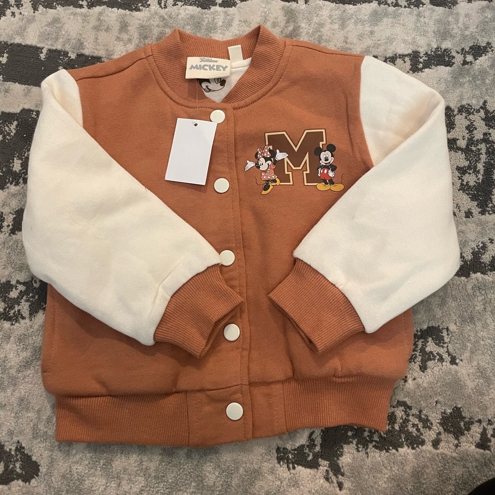 Toddler Mickey Mouse & Friends Varsity Fleece Jacket - Brown 18 months